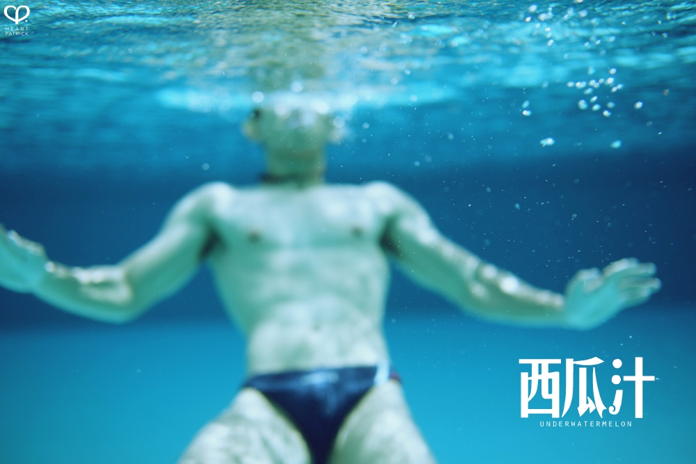 somethingaboutpatrick underwater male portrait watermelon conceptual