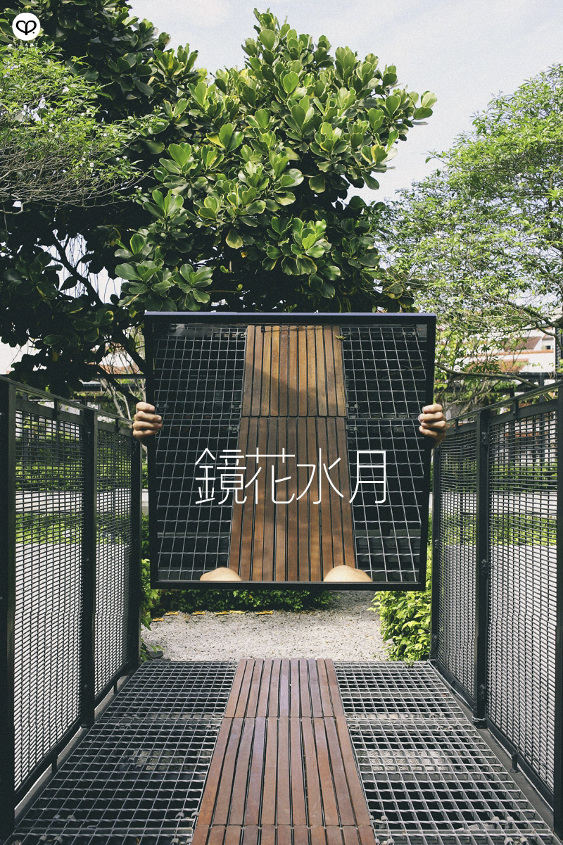 asian male creative portrait with mirror and trunks